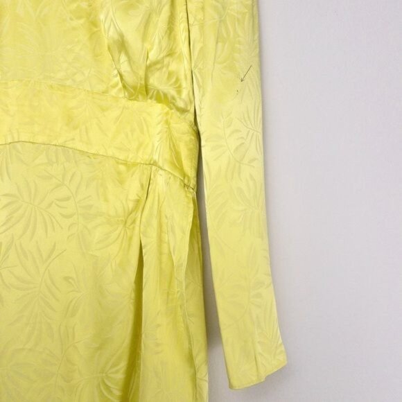 Ronny Kobo Kiara Silk Jacquard Dress M Slit Neon Asymmetric Long Sleeve - Picture 6 of 10